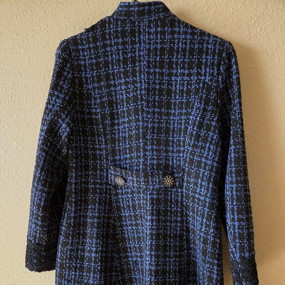 Chic Military Style Blue and Black Coat - Picture 2 of 6